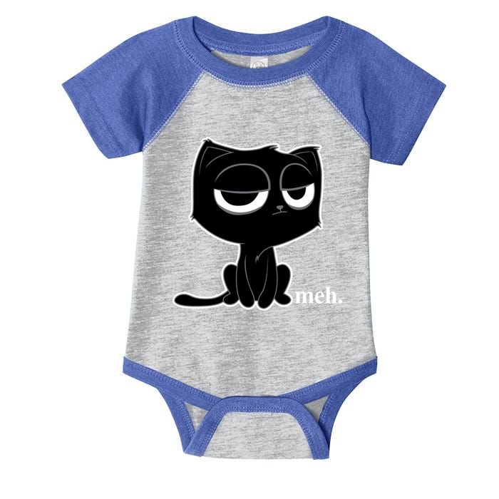 Funny Meh Cat Cool Gift Cute Kitty Cat Hooded Cool Gift Funny Gift Infant Baby Jersey Bodysuit