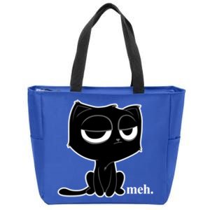 Funny Meh Cat Cool Gift Cute Kitty Cat Hooded Cool Gift Funny Gift Zip Tote Bag