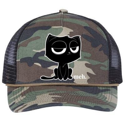 Funny Meh Cat Cool Gift Cute Kitty Cat Hooded Cool Gift Funny Gift Retro Rope Trucker Hat Cap