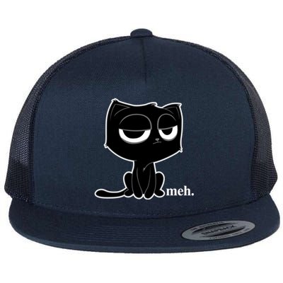 Funny Meh Cat Cool Gift Cute Kitty Cat Hooded Cool Gift Funny Gift Flat Bill Trucker Hat