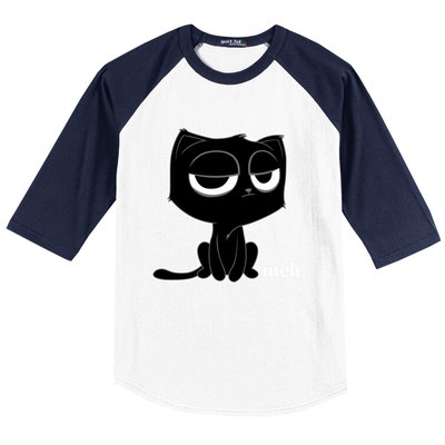 Funny Meh Cat Cool Gift Cute Kitty Cat Hooded Cool Gift Funny Gift Baseball Sleeve Shirt