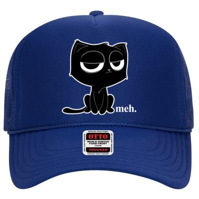 Funny Meh Cat Cool Gift Cute Kitty Cat Hooded Cool Gift Funny Gift High Crown Mesh Back Trucker Hat