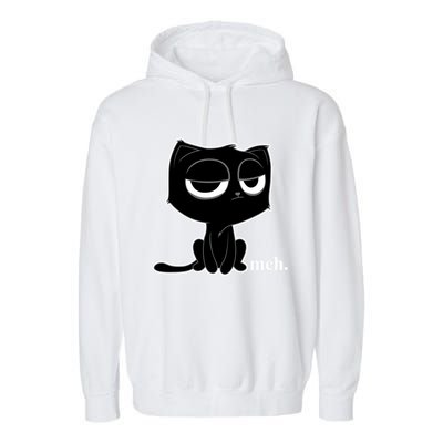 Funny Meh Cat Cool Gift Cute Kitty Cat Hooded Cool Gift Funny Gift Garment-Dyed Fleece Hoodie