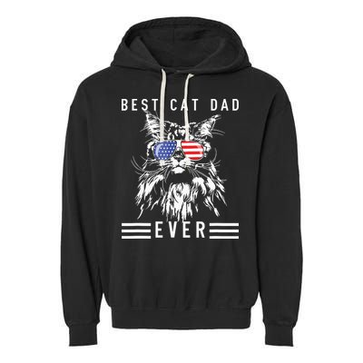 Funny Maine Coon Cat Best Cat Dad Ever Funny Cat Maine Coon Garment-Dyed Fleece Hoodie