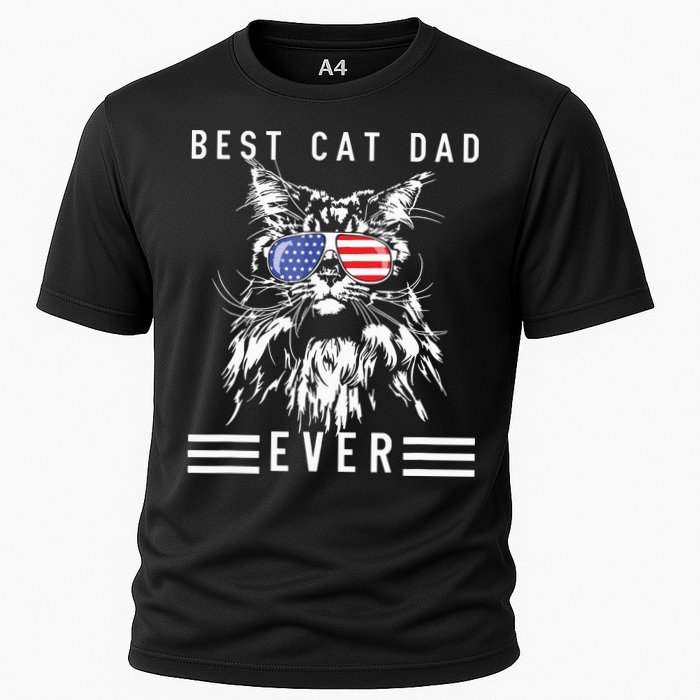 Funny Maine Coon Cat Best Cat Dad Ever Funny Cat Maine Coon Cooling Performance Crew T-Shirt