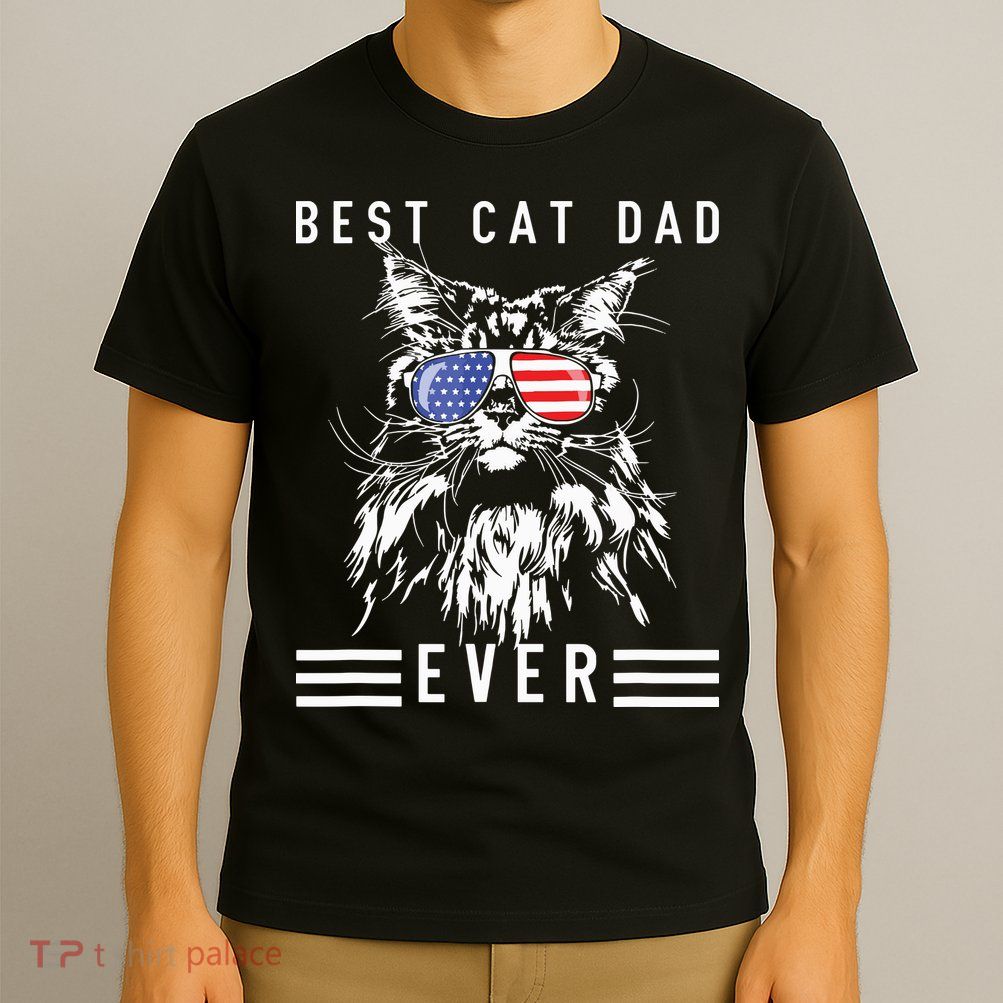 Funny Maine Coon Cat Best Cat Dad Ever Funny Cat Maine Coon T-Shirt