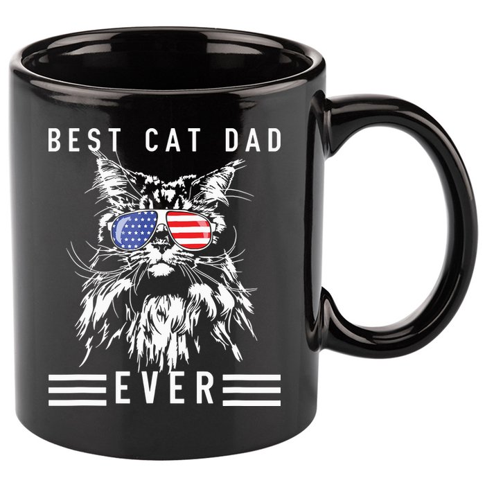 Funny Maine Coon Cat Best Cat Dad Ever Funny Cat Maine Coon 11oz C Handle Ceramic Mug