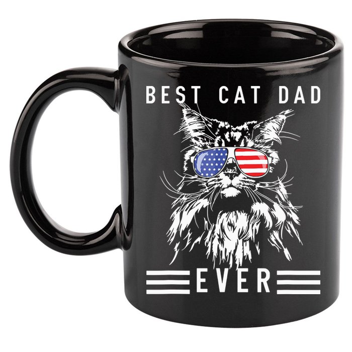 Funny Maine Coon Cat Best Cat Dad Ever Funny Cat Maine Coon 11oz C Handle Ceramic Mug