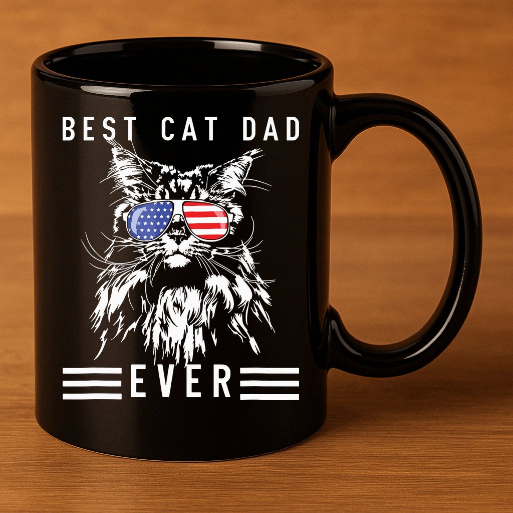 Funny Maine Coon Cat Best Cat Dad Ever Funny Cat Maine Coon 11oz C Handle Ceramic Mug