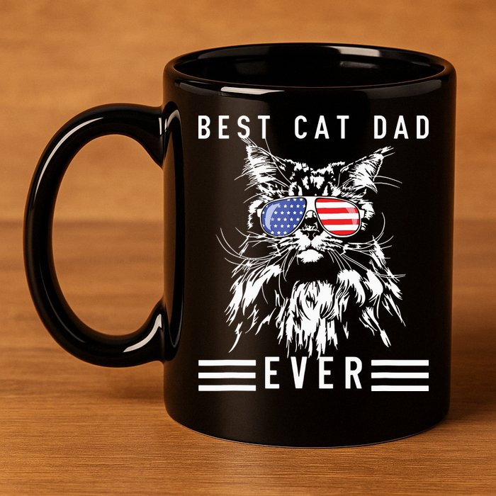 Funny Maine Coon Cat Best Cat Dad Ever Funny Cat Maine Coon 11oz C Handle Ceramic Mug