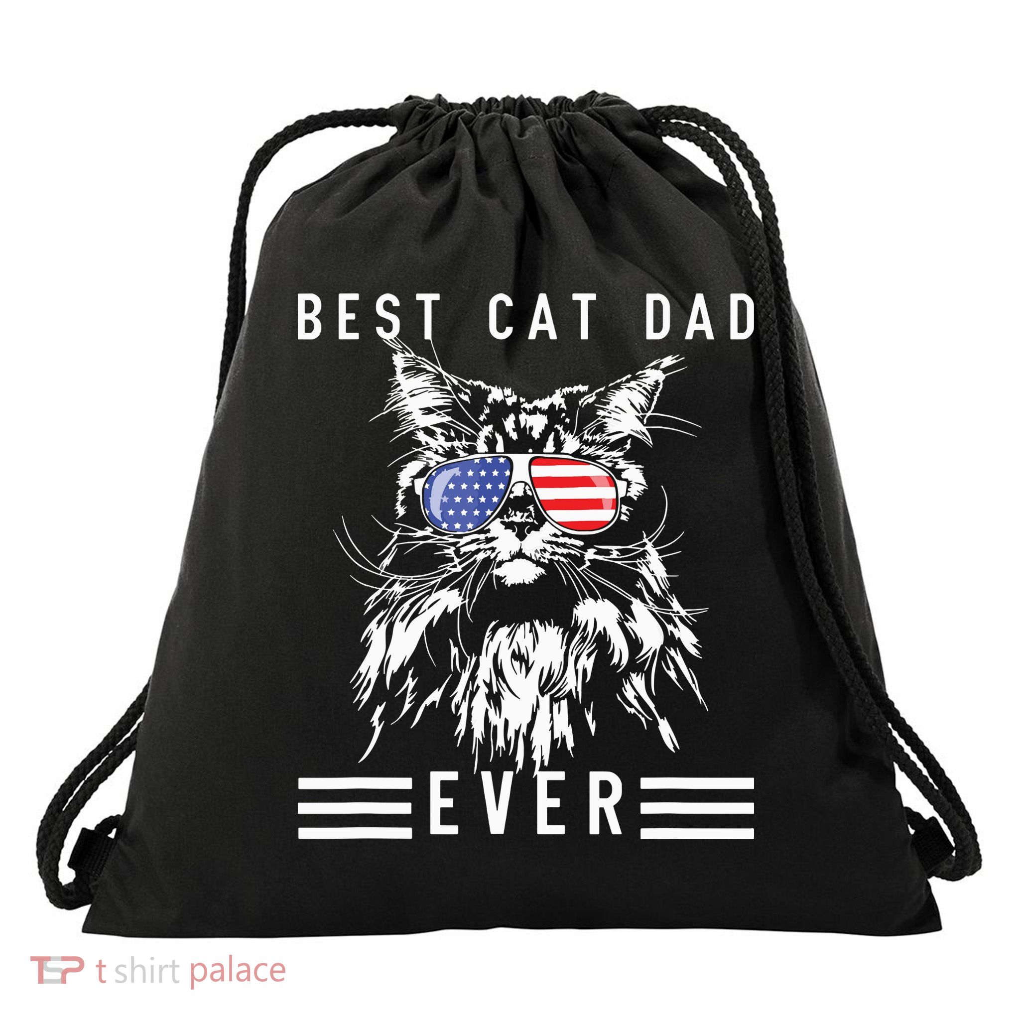 Funny Maine Coon Cat Best Cat Dad Ever Funny Cat Maine Coon Drawstring Bag