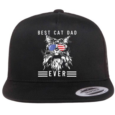 Funny Maine Coon Cat Best Cat Dad Ever Funny Cat Maine Coon Flat Bill Trucker Hat