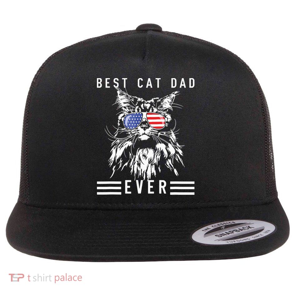 Funny Maine Coon Cat Best Cat Dad Ever Funny Cat Maine Coon Flatbill Hat