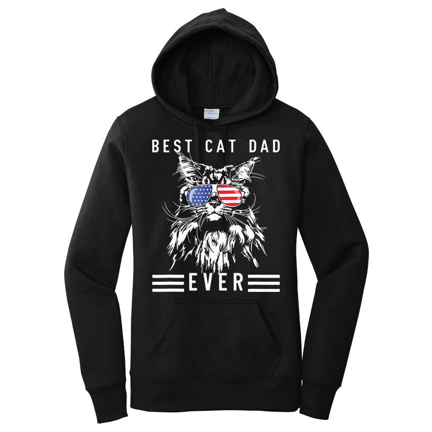 Funny Maine Coon Cat Best Cat Dad Ever Funny Cat Maine Coon Women's Pullover Hoodie