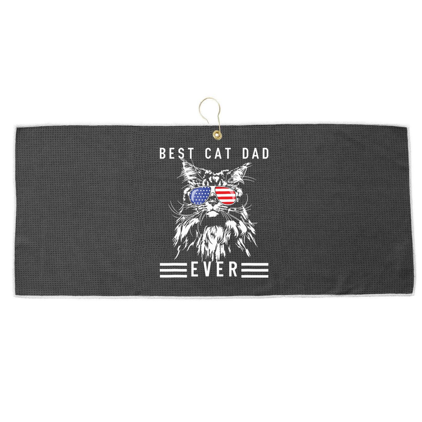 Funny Maine Coon Cat Best Cat Dad Ever Funny Cat Maine Coon Large Microfiber Waffle Golf Towel