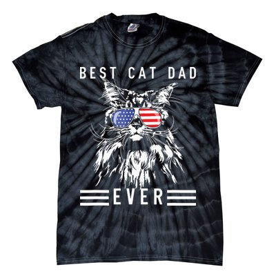 Funny Maine Coon Cat Best Cat Dad Ever Funny Cat Maine Coon Tie-Dye T-Shirt