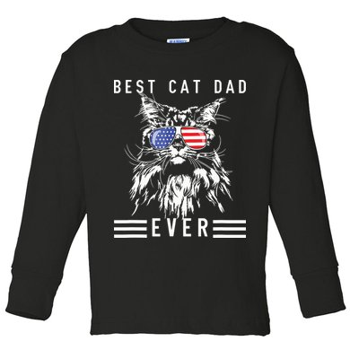 Funny Maine Coon Cat Best Cat Dad Ever Funny Cat Maine Coon Toddler Long Sleeve Shirt