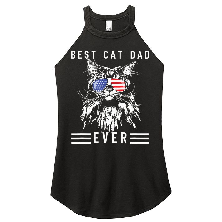 Funny Maine Coon Cat Best Cat Dad Ever Funny Cat Maine Coon Women's Perfect Tri Rocker Tank