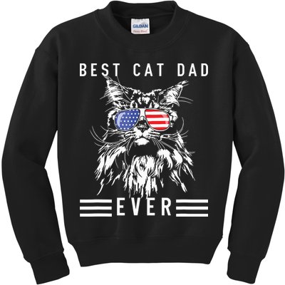 Funny Maine Coon Cat Best Cat Dad Ever Funny Cat Maine Coon Kids Sweatshirt