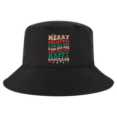 Funny Merry Christmas Kiss My Ass Happy Hanukkah Groovy Xmas Cool Comfort Performance Bucket Hat