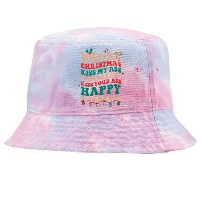 Funny Merry Christmas Kiss My Ass Happy Hanukkah Groovy Xmas Tie-Dyed Bucket Hat