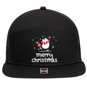 Funny Merry Christmas Funny Penguin Christmas Meaningful Gift 7 Panel Mesh Trucker Snapback Hat