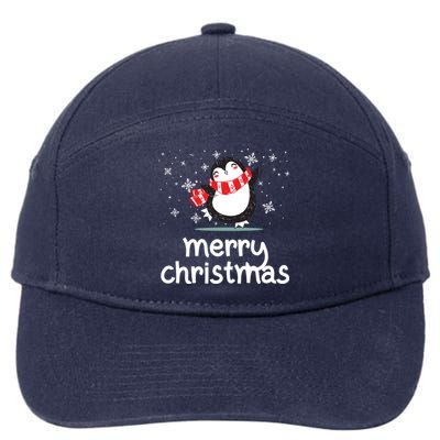 Funny Merry Christmas Funny Penguin Christmas Meaningful Gift 7-Panel Snapback Hat