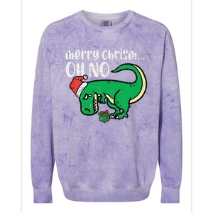 Funny Merry Christmas Oh No Trex Funny Xmas Dino Colorblast Crewneck Sweatshirt