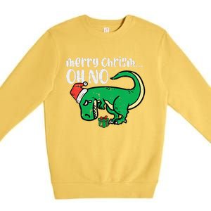 Funny Merry Christmas Oh No Trex Funny Xmas Dino Premium Crewneck Sweatshirt