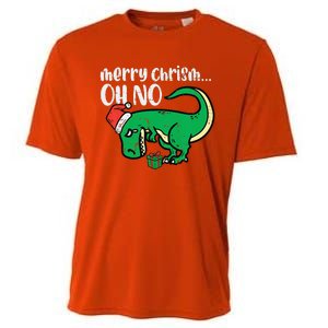 Funny Merry Christmas Oh No Trex Funny Xmas Dino Cooling Performance Crew T-Shirt