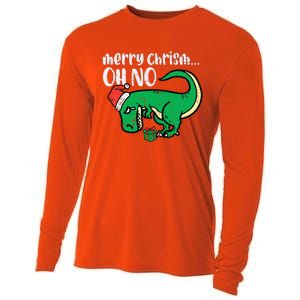 Funny Merry Christmas Oh No Trex Funny Xmas Dino Cooling Performance Long Sleeve Crew