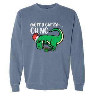 Funny Merry Christmas Oh No Trex Funny Xmas Dino Garment-Dyed Sweatshirt