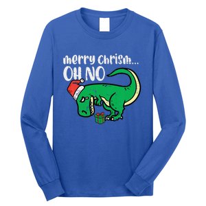 Funny Merry Christmas Oh No Trex Funny Xmas Dino Long Sleeve Shirt