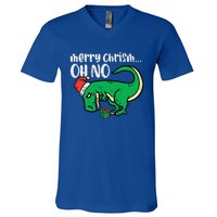 Funny Merry Christmas Oh No Trex Funny Xmas Dino V-Neck T-Shirt