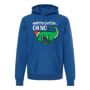 Funny Merry Christmas Oh No Trex Funny Xmas Dino Premium Hoodie