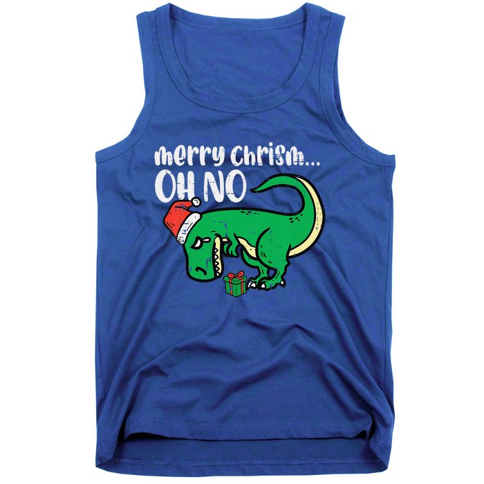 Funny Merry Christmas Oh No Trex Funny Xmas Dino Tank Top