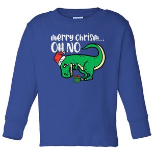 Funny Merry Christmas Oh No Trex Funny Xmas Dino Toddler Long Sleeve Shirt