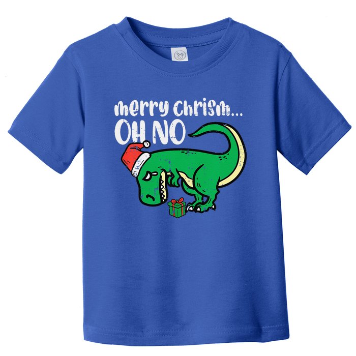 Funny Merry Christmas Oh No Trex Funny Xmas Dino Toddler T-Shirt