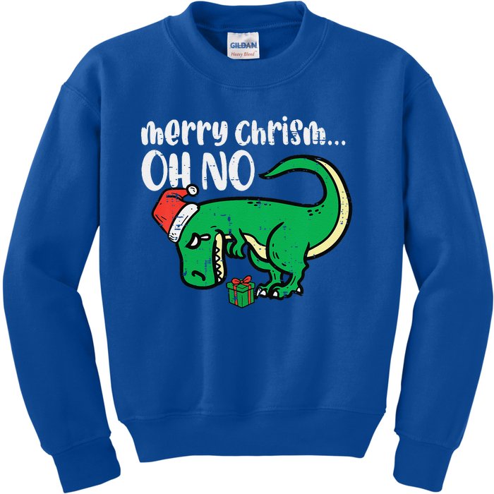 Funny Merry Christmas Oh No Trex Funny Xmas Dino Kids Sweatshirt