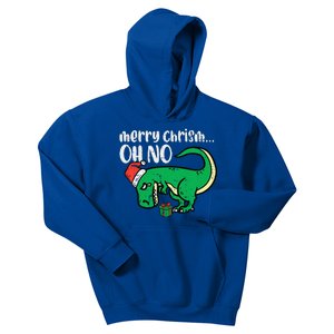 Funny Merry Christmas Oh No Trex Funny Xmas Dino Kids Hoodie