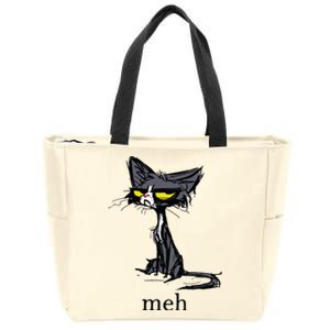 Funny Meh Cat Gift For Cat Lovers Zip Tote Bag