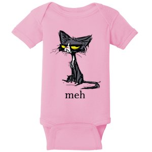 Funny Meh Cat Gift For Cat Lovers Baby Bodysuit