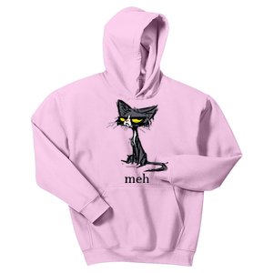 Funny Meh Cat Gift For Cat Lovers Kids Hoodie