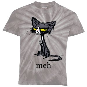 Funny Meh Cat Gift For Cat Lovers Kids Tie-Dye T-Shirt