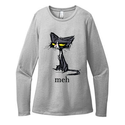 Funny Meh Cat Gift For Cat Lovers Womens CVC Long Sleeve Shirt