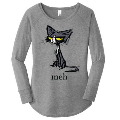 Funny Meh Cat Gift For Cat Lovers Women's Perfect Tri Tunic Long Sleeve Shirt