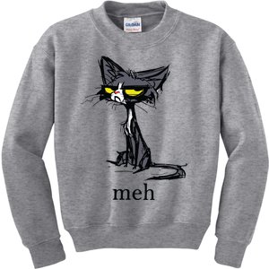 Funny Meh Cat Gift For Cat Lovers Kids Sweatshirt