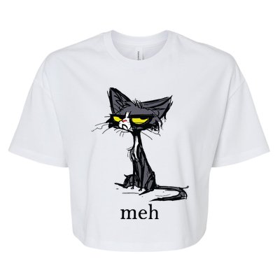 Funny Meh Cat Gift For Cat Lovers Bella+Canvas Jersey Crop Tee