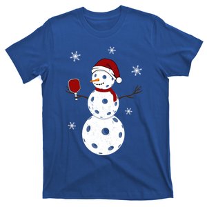 Funny Merry Christmas Snow Playing Pickleball Meaningful Gift T-Shirt