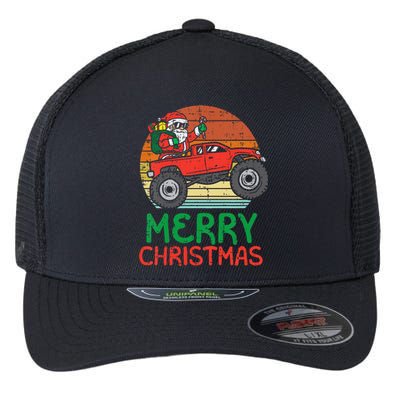 Funny Merry Christmas Santa Monster Truck Xmas Flexfit Unipanel Trucker Cap